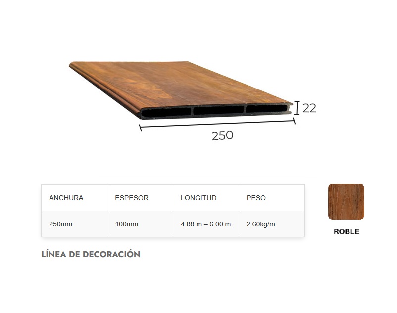 Revestimiento de POLYMADERA 250x22mm